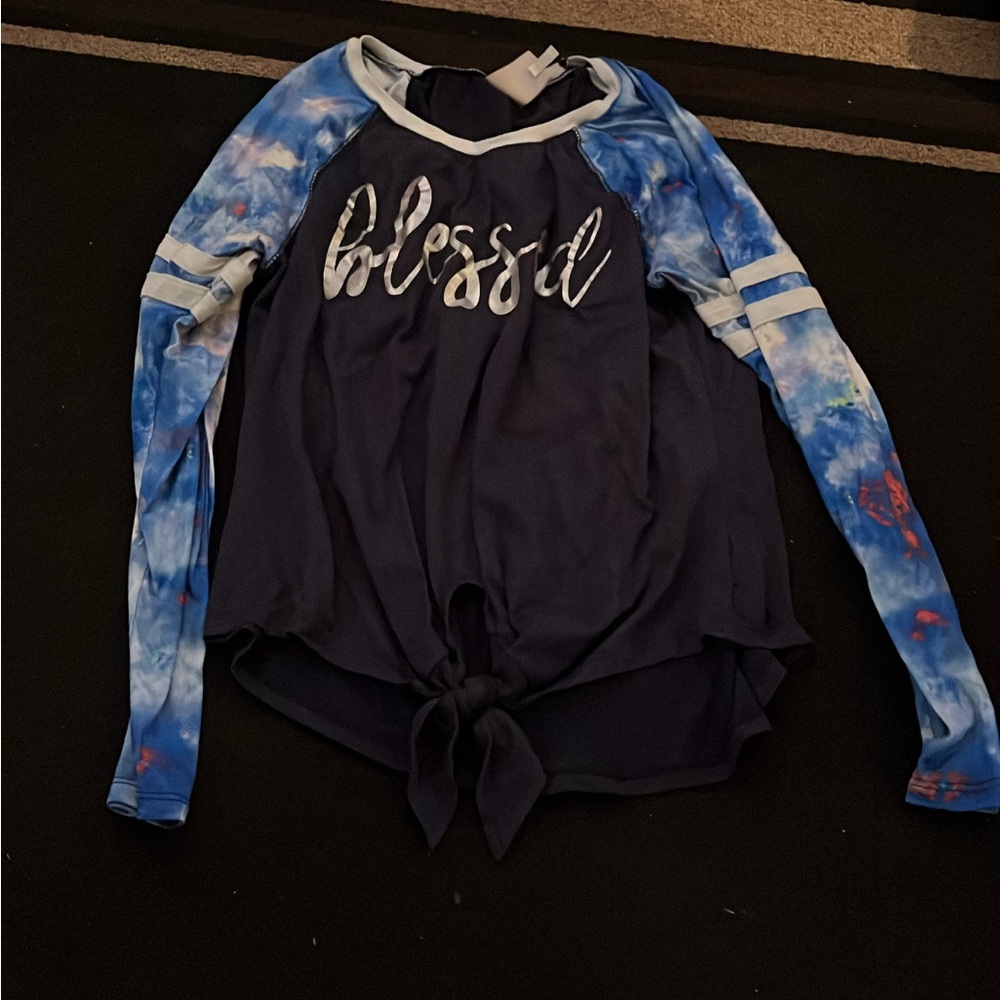 Self Esteem Women's Blue Tie-Dye 'Blessed' Top